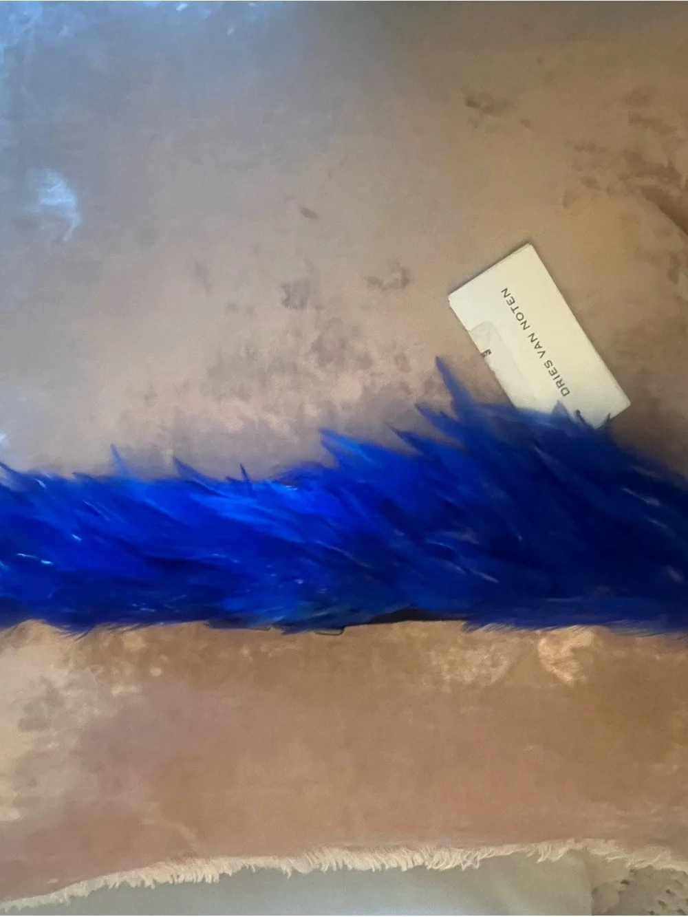 Dries Van Noten Cobalt Blue Feather Belt - Sz Medium NWT